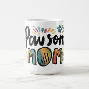 Whimsical "Pawsome MAMA" Graphic with Colorful Paw Kaffeetasse