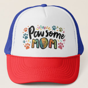 Whimsical "Pawsome MAMA" Graphic with Colorful Paw Truckerkappe