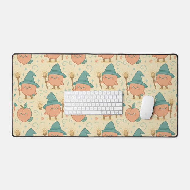 Whimsical Peach Fantasy Fabric  Schreibtischunterlage (Tastatur & Maus)