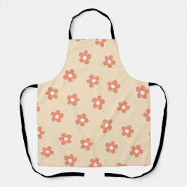 Whimsical Peach & Orange Floral Retro, fröhlich Schürze