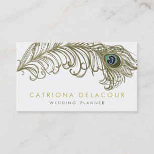 Whimsical Peacock Feather Stylish Business Card Visitenkarte