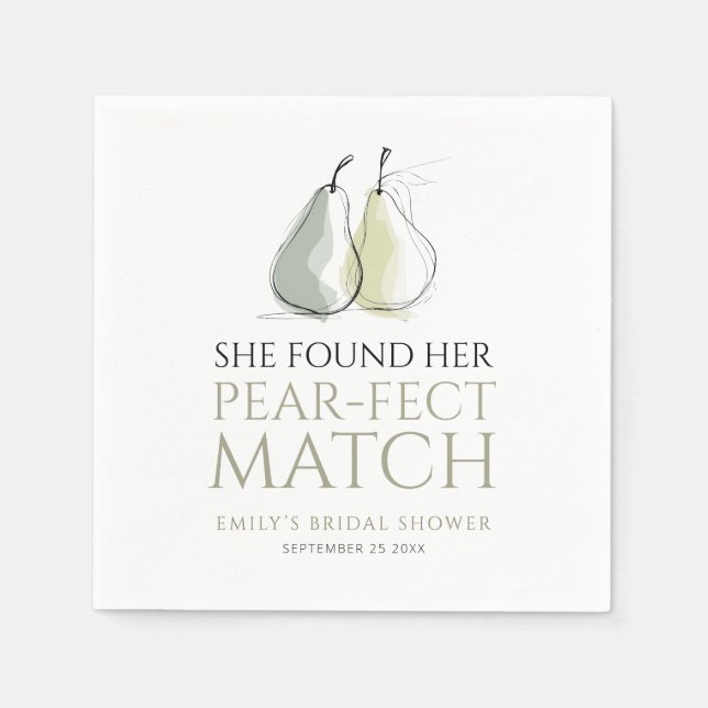 Whimsical Pears Pear-fect Match Bridal Shower Serviette (Vorderseite)
