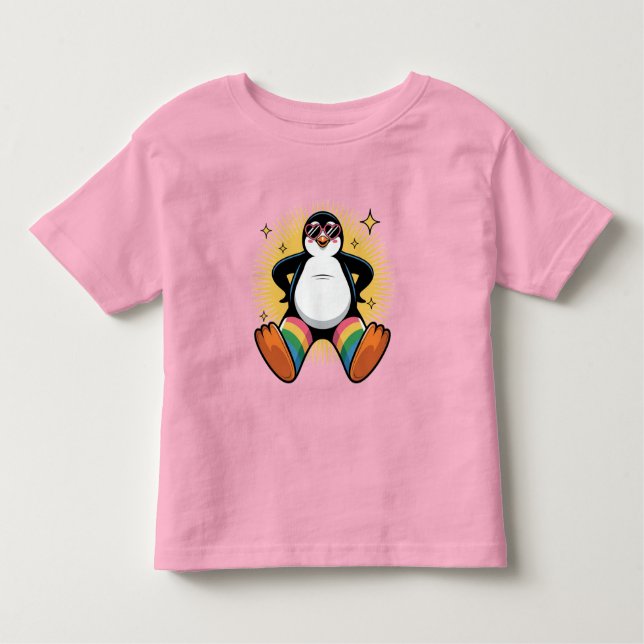 Whimsical Penguin Caroon Kleinkind T-shirt (Vorderseite)
