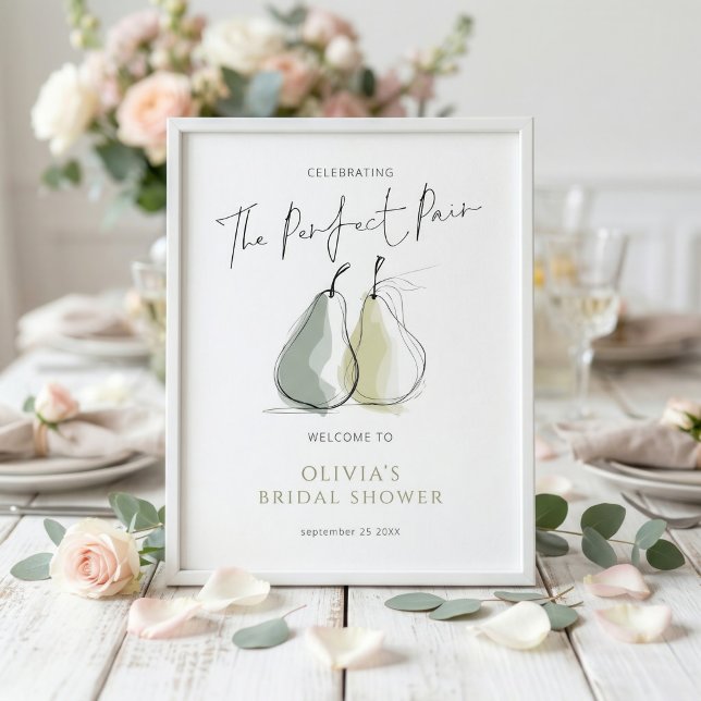 Whimsical Perfect Pair Pear Welcome Bridal Shower Poster (Von Creator hochgeladen)