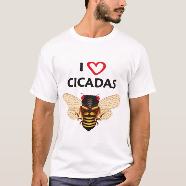 Whimsical Periodic "I Liebe Cicadas" Design T-Shirt (Vorderseite)