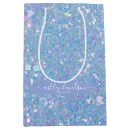 Whimsical Periwinkle Glitzer Geschenktaschen Mittlere Geschenktüte