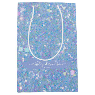 Whimsical Periwinkle Glitzer Geschenktaschen Mittlere Geschenktüte
