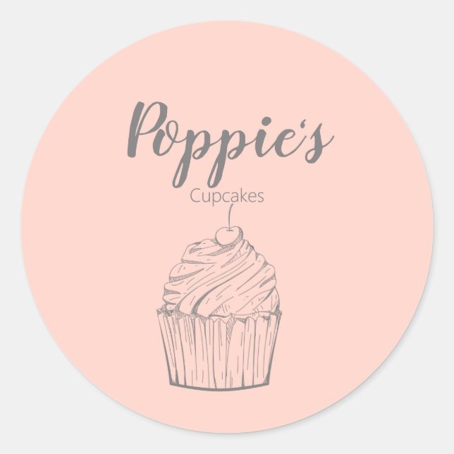 Whimsical Personalisiert Cupcake Round Stickers (Vorderseite)