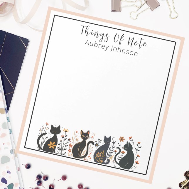 Whimsical Personalisiert "Dings of Note" Black Cat Notizblock (Von Creator hochgeladen)