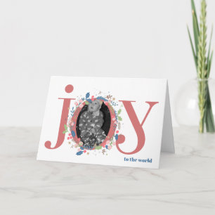 Whimsical personalisierte JOY Florale Weihnachtsfo Karte