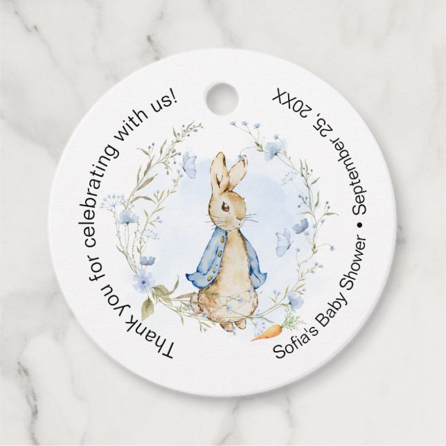 Whimsical Peter Rabbit in Blau Geschenkanhänger (Vorderseite)