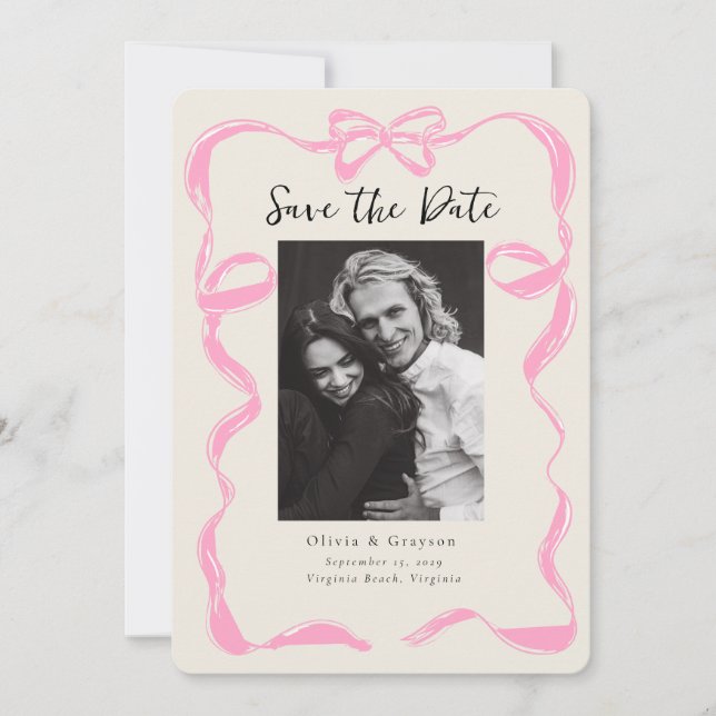 Whimsical Pfingstrosen-Foto-Bogen Save the Date (Vorderseite)