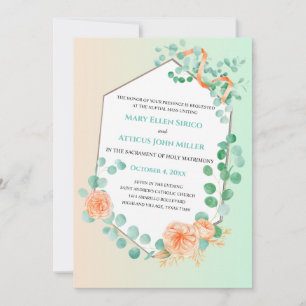 Whimsical Pfirsich Green Nuptial Mass Einladung