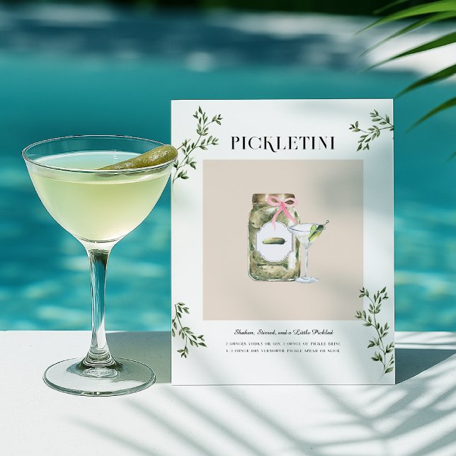 Whimsical Pickletini Martini Cocktail Rezept Postkarte (Von Creator hochgeladen)