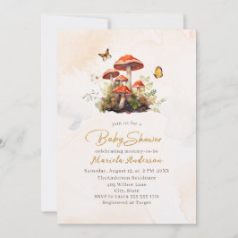 Whimsical Pilz Aquarell Babydusche Einladung