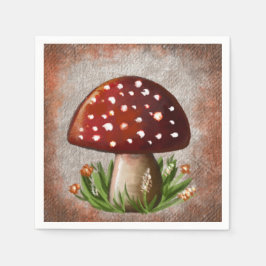 Whimsical-Pilz- und Pilzmotiv – Naturinspiriert Serviette