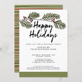 Whimsical Pine Branch Rustic Script Holiday Party Einladung
