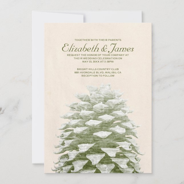 Whimsical Pine Cones Hochzeit Einladungen (Vorderseite)