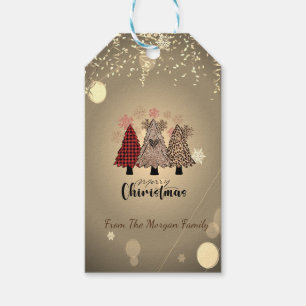 Whimsical Pine Trees Stars Confetti Geschenkanhänger