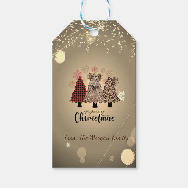 Whimsical Pine Trees Stars Confetti Geschenkanhänger (Vorderseite)