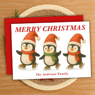 Whimsical Pinguine Ice Skaten Weihnachten