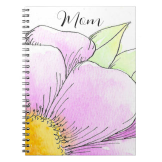 Whimsical Pink Aquarell-Blume Notizblock
