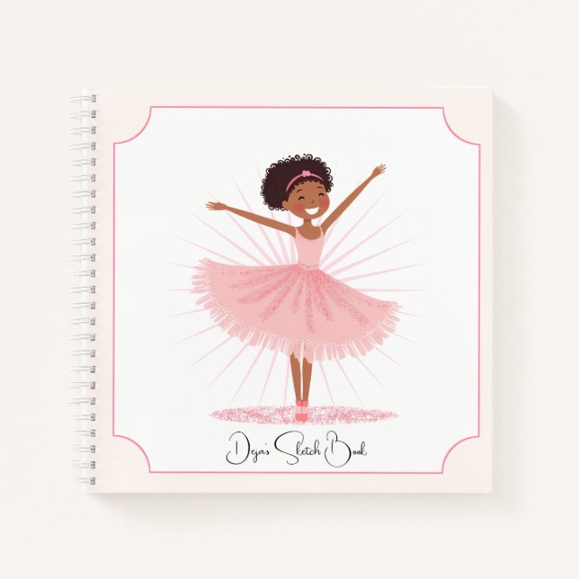 Whimsical Pink Ballet Dancer Notizbuch (Vorderseite)