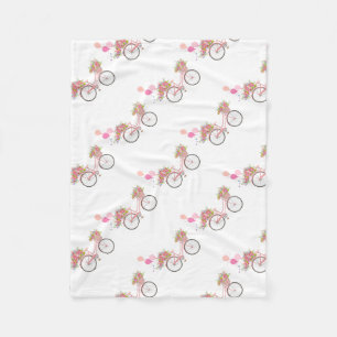 Whimsical Pink Bicycle Fleecedecke