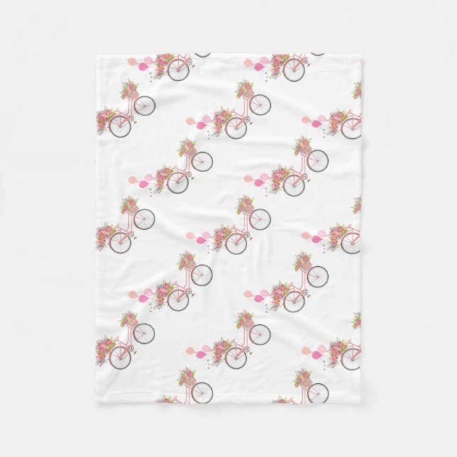 Whimsical Pink Bicycle Fleecedecke (Vorderseite)