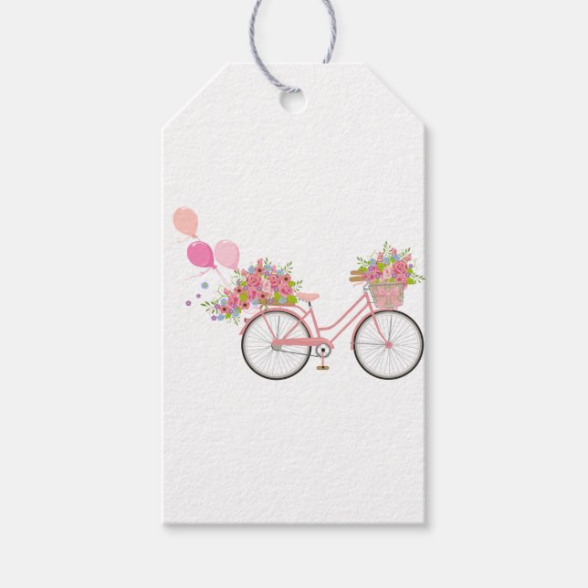 Whimsical Pink Bicycle Geschenkanhänger (Vorderseite)