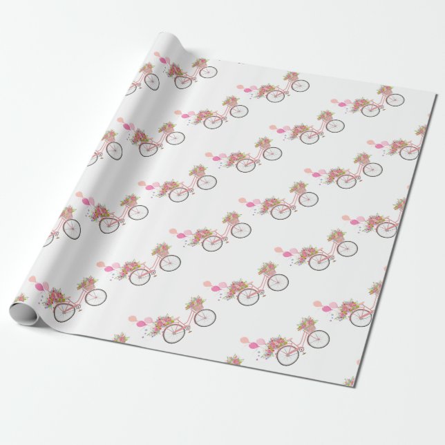 Whimsical Pink Bicycle Geschenkpapier (Ungerollt)