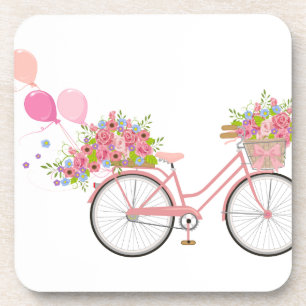 Whimsical Pink Bicycle Getränkeuntersetzer