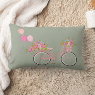 Whimsical Pink Bicycle Lendenkissen