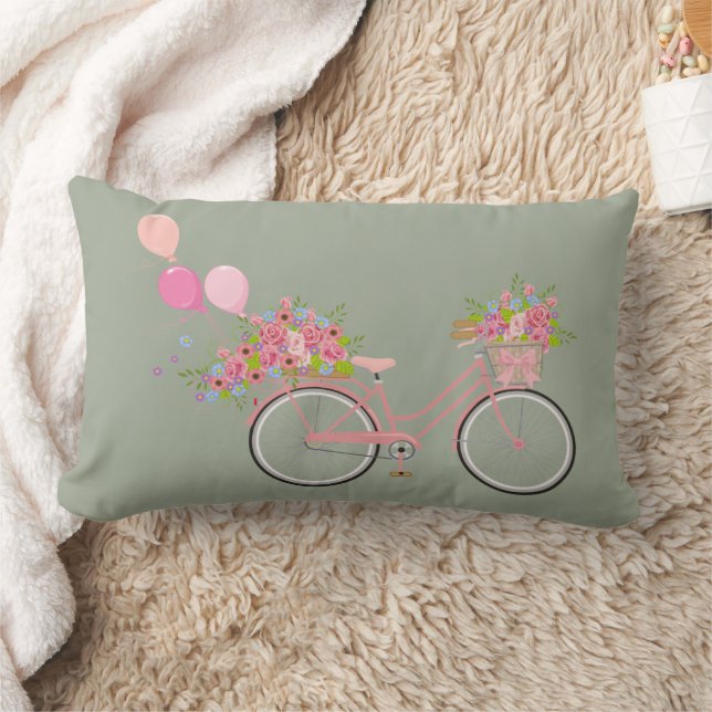 Whimsical Pink Bicycle Lendenkissen (Decke)