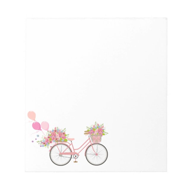 Whimsical Pink Bicycle Notizblock (Vorderseite)