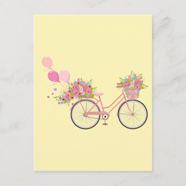 Whimsical Pink Bicycle Postkarte (Vorderseite)