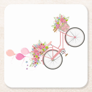 Whimsical Pink Bicycle Rechteckiger Pappuntersetzer
