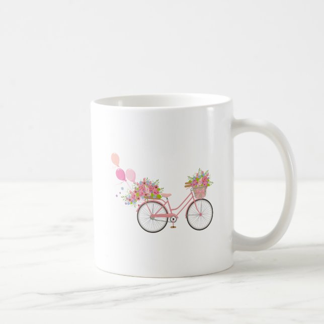 Whimsical Pink Bicycle Tasse (Rechts)