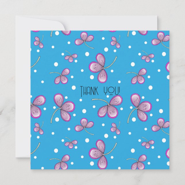 Whimsical Pink Blume Danke Postcard (Vorderseite)