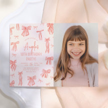 Whimsical Pink Bow Girl Foto Geburtstag