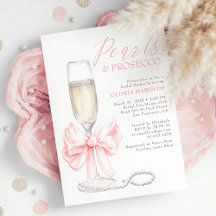 Whimsical Pink Bow Perlen & Prosecco Brautparty
