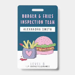 Whimsical Pink Burger and Fries Birthday Party Ausweis