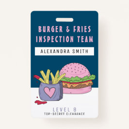 Whimsical Pink Burger and Fries Birthday Party Ausweis