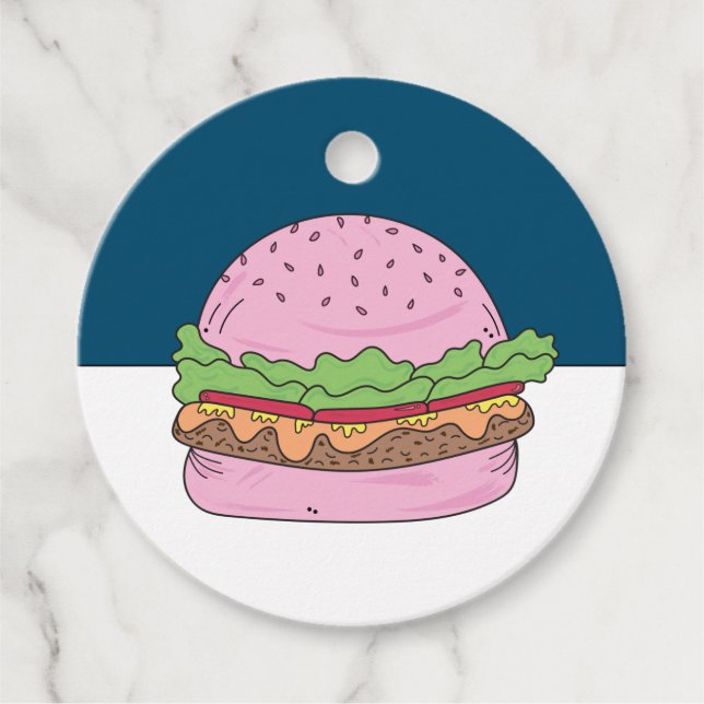 Whimsical Pink Burger Geburtstagsparty Geschenkanhänger (Vorderseite)