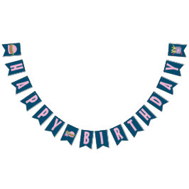 Whimsical Pink Burger und Fries Happy Birthday Wimpelkette