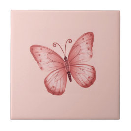 Whimsical Pink Butterfly Fliese