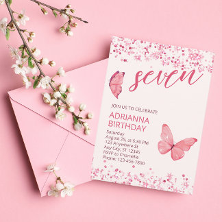 Whimsical Pink Butterfly Geburtstagsparty Einladun Einladung