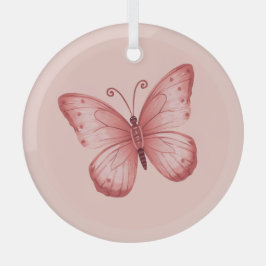 Whimsical Pink Butterfly Ornament Aus Glas