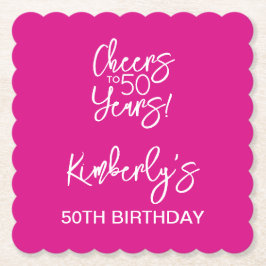 Whimsical Pink Cheers to 50 Years Birthday Untersetzer