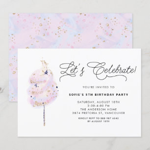 Whimsical Pink Cotton Candy Girls Geburtstagsparty Einladung